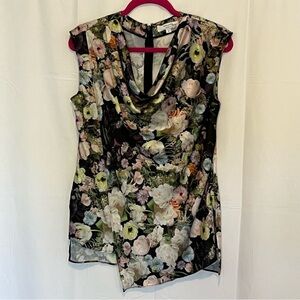 Adam Lippes Collective Women's Top Black Floral Sleeveless Wrap Blouse Size 4